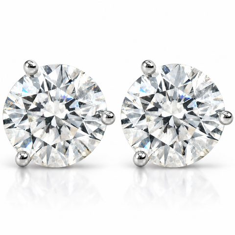 4 ct TW Round Diamond Martini Screw Back Studs 14k White Gold Enhanced