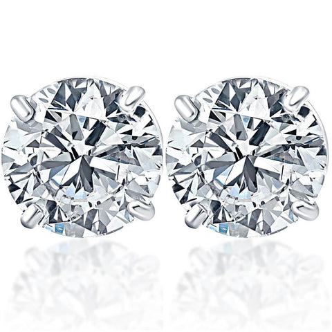 Certified (FG,SI2) 1.10Ct TW 14K White Gold Diamond Stud Earrings