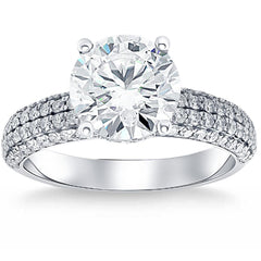 4 Ct Pave Round Diamond Engagement Ring in White Gold Lab Grown (H/VS)