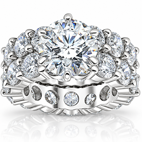 9Ct Diamond Eternity Engagement Ring Set White, Yellow, or Rose Gold Lab Grown
