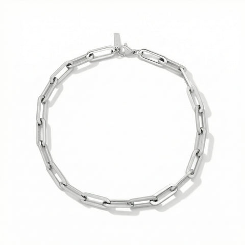 Yasmine 6mm Paperclip Anklet Silver Plated 10" Length