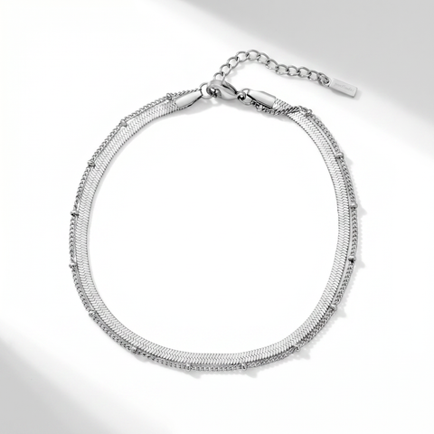 Stefanie Anklet Silver Plated 9.25" with 1.5" Extender