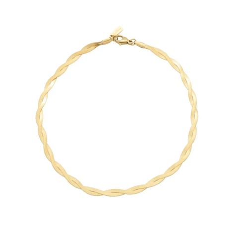 Amina Anklet 18k Gold Plated 10" 6mm Total Width Herringbone Chain