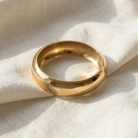 Heavy Weight Thick 1" 18k Yellow Gold Plated Bangle