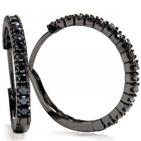 1/2ct Black Diamond Hoops 10K Black Gold