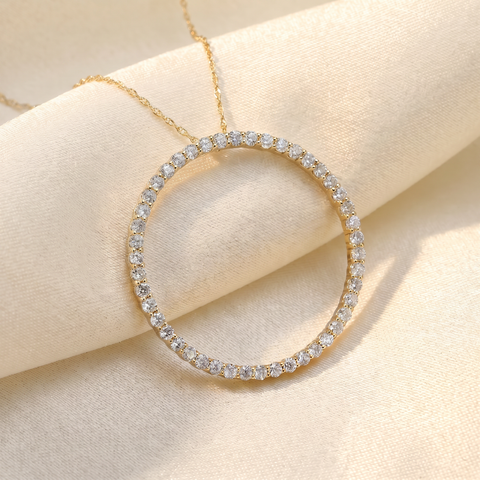 2ct Circle Eternity 14K Yellow Gold Diamond Pendant