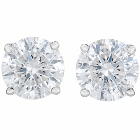 4.23 cttw Round Diamond Studs 14k White Gold