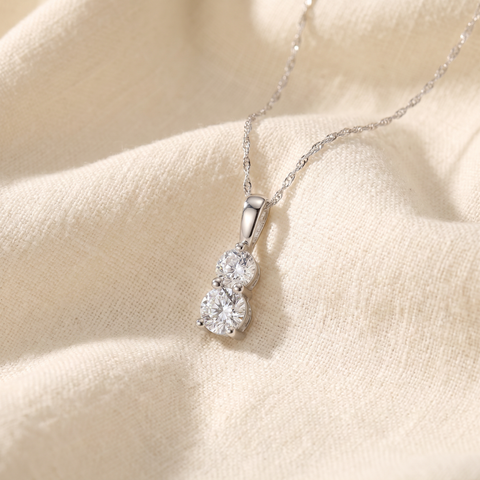 3/4Ct Forever Us Two Stone Natural Diamond Pendant 14K White Gold