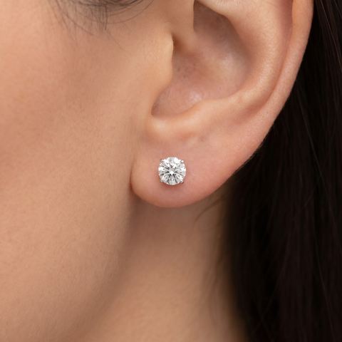 1.70 cttw 14K White Round Cut Studs Earrings Screw Back