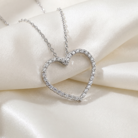 10K White Gold 1/2 Ct TW Lab Grown Diamond Heart Pendant 18" Necklace