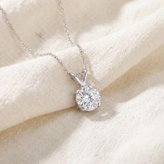 3/4ct Round Diamond Solitaire Pendant 14K White Gold Womens Necklace Enhanced