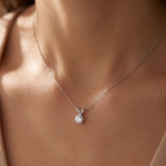 Big 5/8ct Round Natural Diamond Solitaire Pendant Necklace 14K White Gold