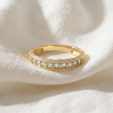 14k Yellow Gold 1/4ct Diamond   Anniversary Wedding Stackable Ring Antique