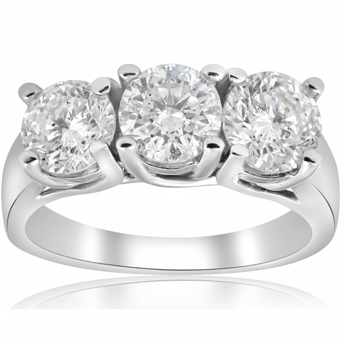 3ct Three Stone Diamond Wedding Anniversary Ring 14K White Gold Enhanced