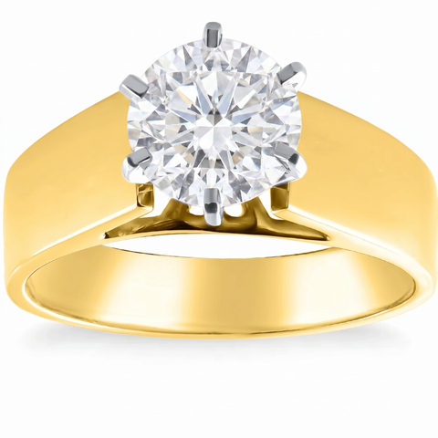 Certified 2Ct Round Diamond Solitaire Engagement Ring 14k Yellow Gold Lab Grown