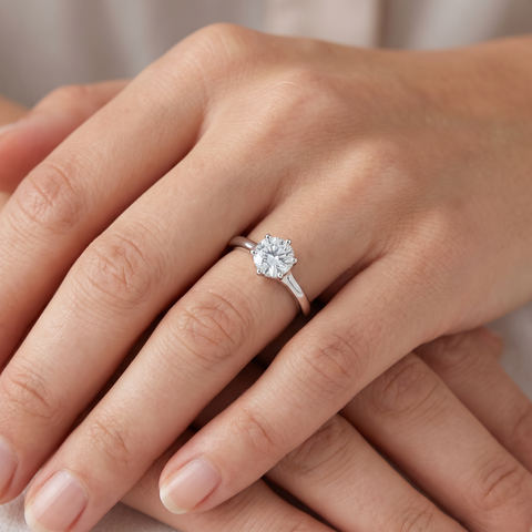 1/2 Ct Diamond Solitaire Engagement Ring 6-Prong 14k White Gold