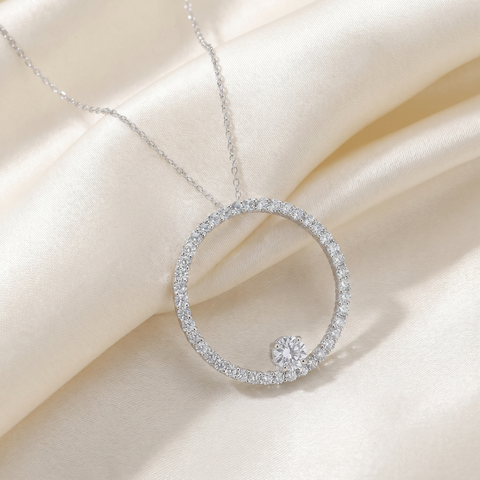 1 1/2ct Circle Of Life Diamond Pendant 14K White Gold