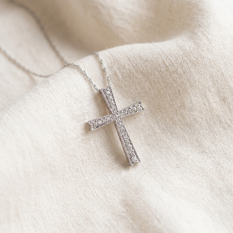 1/4ct Diamond Cross 14K White Gold