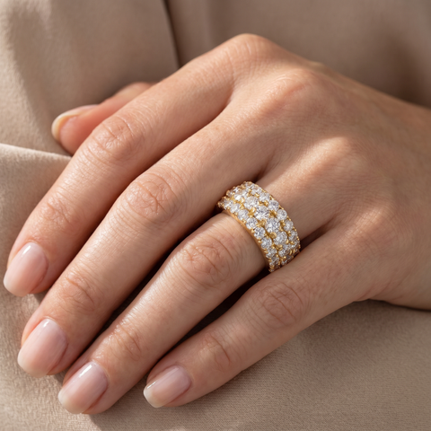 G/VS 2 3/4 Ct Lab Grown Diamond Wide Anniversary Ring 14k Yellow Gold by EX3