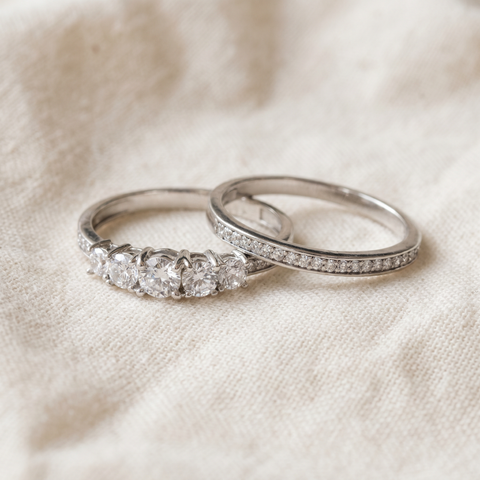 5/8 Ct   Diamond Engagement Wedding Ring Set 10k White Gold