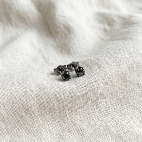 1/3ct Black Diamond Studs 14K White Gold
