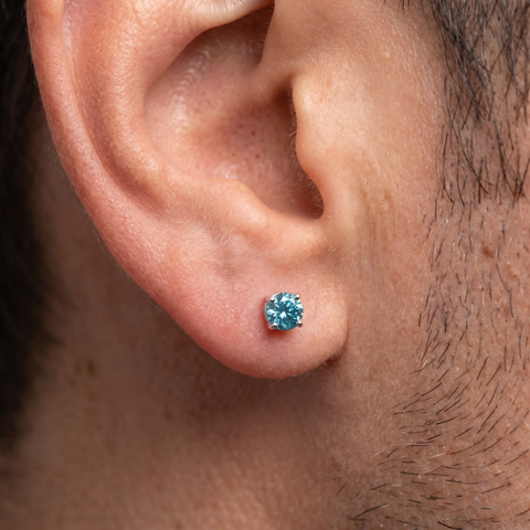 1/5ct Blue Diamond Single Stud 14K White Gold