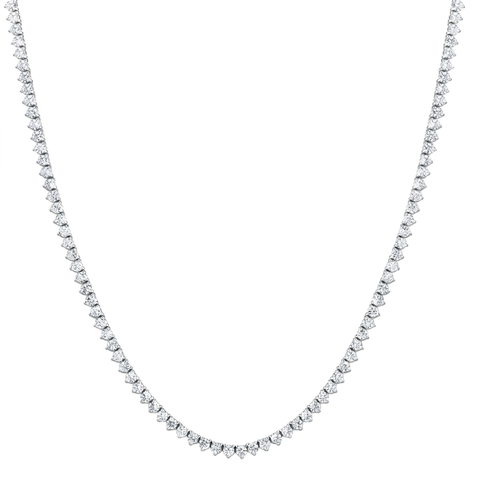 F/VS 5.59Ct Diamond Tennis Necklace 3-Prong 14k White Gold 16" Lab Grown