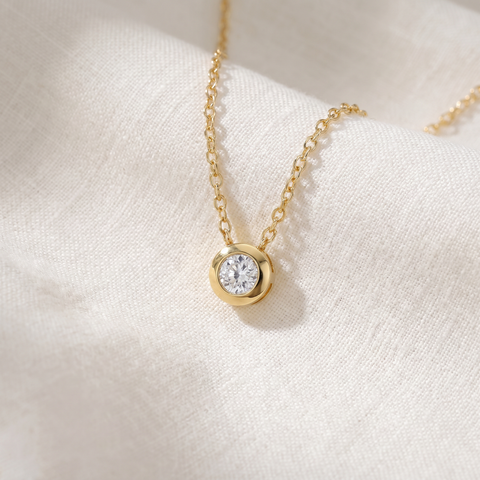1/2 ct Solitaire Bezel Diamond Pendant 14k Yellow Gold Womens Necklace Jewelry