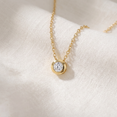 1/2 ct Solitaire Bezel Diamond Pendant 14k Yellow Gold Womens Necklace Jewelry