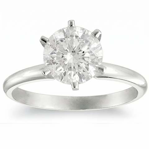 1 1/4ct Solitaire Natural Diamond Engagement Ring 14K White Gold Round Cut