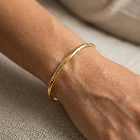 Heavy Weight 6MM 18k Yellow Gold Plated Bangle