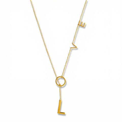 Love Lariat Necklace 18k Gold Plated 21"