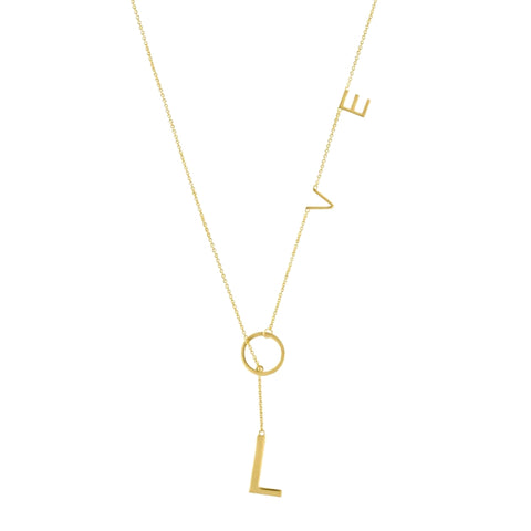 Love Lariat Necklace 18k Gold Plated 21"