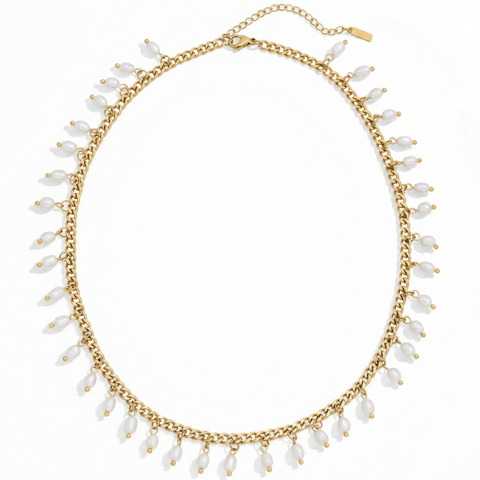 Vicentina 18k Yellow Gold Plated 16" Fresh Water Pearl Necklace