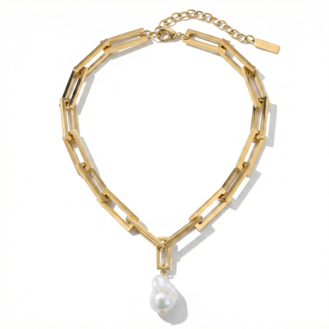 17" Terry Chain Chunky Heavy Weight Baroque Freshwater Pearl 25mm Necklace