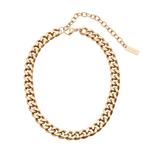 Alize Necklace 18k Gold Plated 14" 12mm Width Curb Chain with 4" Extender