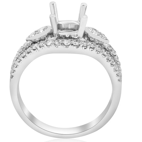 F VVS 5/8CT Micro Pave Halo Engagement Ring Setting 18K White Gold Semi Mount