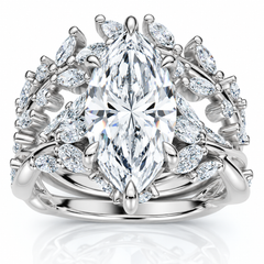 Certified 4ct Vinea Marquise Diamond Engagement Ring Set 14k Gold Lab Grown