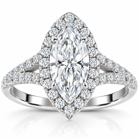 Certified G/VVS 1.50Ct Marquise Diamond Engagement Ring 14k White Gold Lab Grown