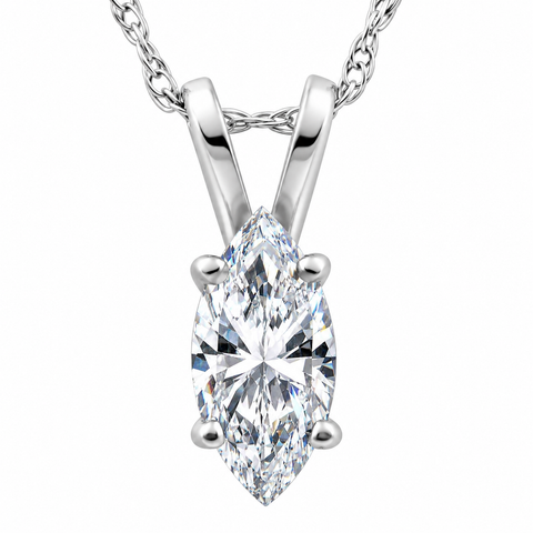 1/2ct Fancy Marquise Diamond Solitaire Pendant 14K White Gold