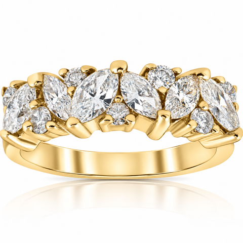 1 1/2ct Fancy Marquise Diamond Womens Wedding Anniversary 14k Yellow Gold