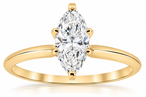 14 kt Yellow Gold 1 ct Marquise Enhanced Diamond Engagement Solitaire Ring