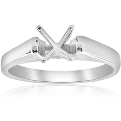 14k White Gold Solitaire Cathedral Engagement Ring Setting Solid Semi Mount