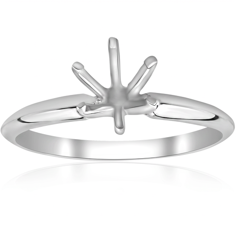 Six Prong Solitaire Engagement Ring Setting 14K White Gold
