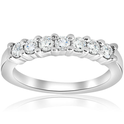 1/2 Ct Round Cut Diamond Wedding Ring 14K White Gold Women's Stackable Band
