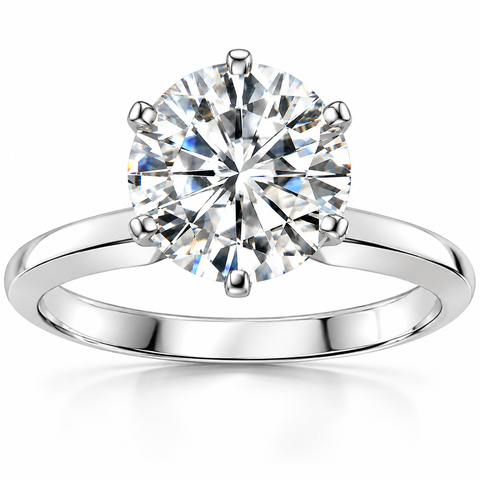 VVS 3 Ct Solitaire Moissanite Engagement Ring Round Brilliant 14k White Gold