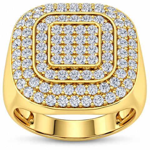 3Ct Men's Diamond Ring Wide High Polished Anniversary Band White or Yellow Gold
