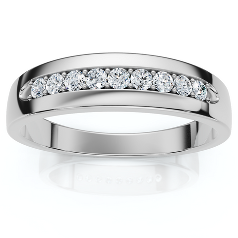 Mens 1/4ct White Gold Diamond Ring 10k High Polished Wedding Anniversary Band
