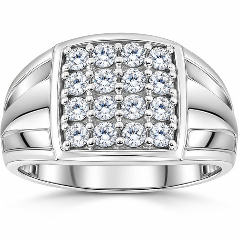 1ct Natural Diamond Men's Wedding Anniversary Ring Solid 10k White Gold