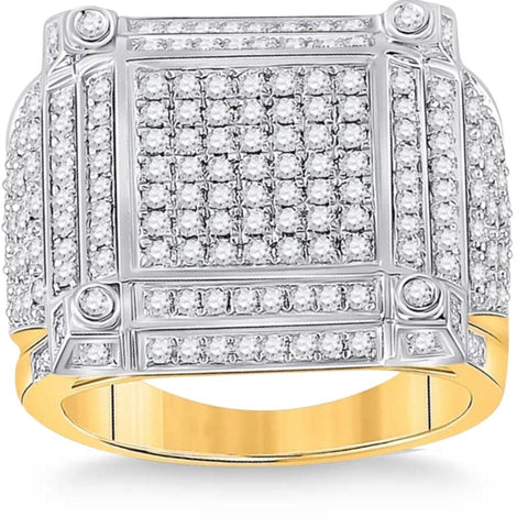 1 1/2 Ct Diamond Men's Multi-Cluster Wide Ring in White or Yellow Gold